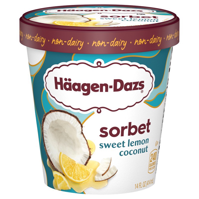 slide 1 of 1, Häagen-Dazs Non-Dairy Sweet Lemon Coconut Sorbet 14 fl oz, 14 fl oz