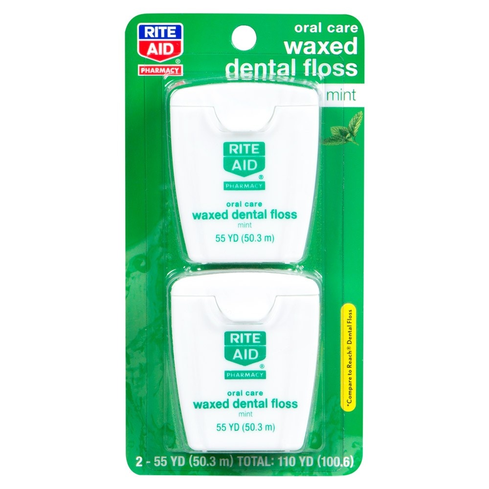 slide 1 of 1, Rite Aid Ra Floss Mint Wax 2X55 Yds, 2 ct