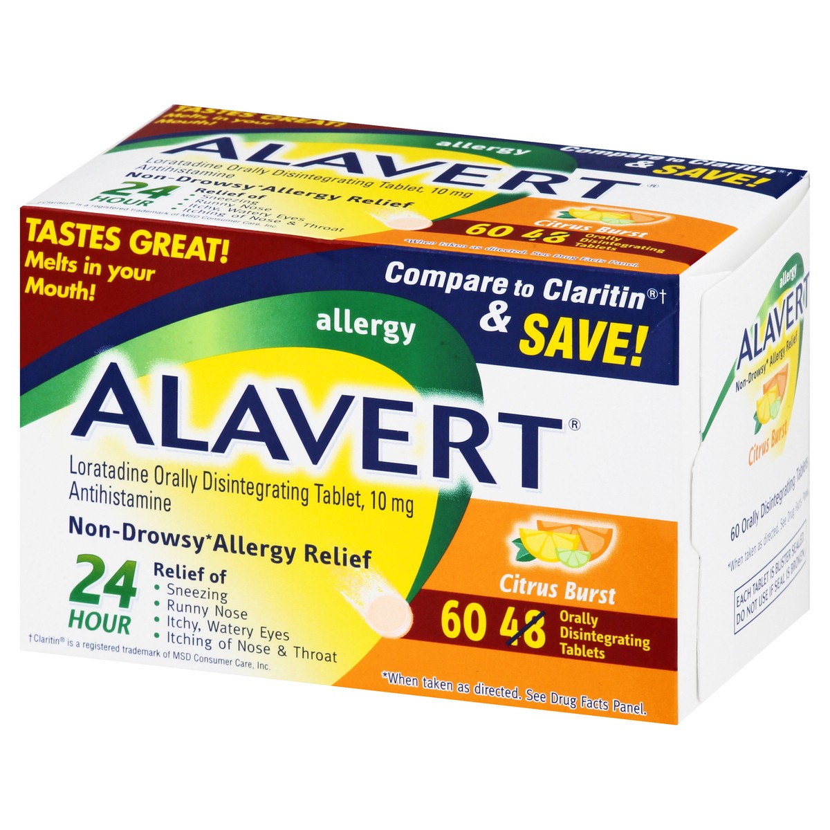 slide 12 of 12, Alavert Non-Drowsy Tablets Citrus Burst Allergy Relief 60 ea, 60 ct