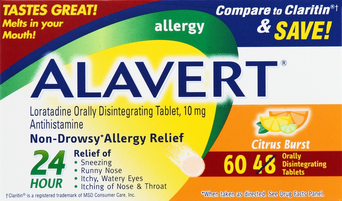 slide 11 of 12, Alavert Non-Drowsy Tablets Citrus Burst Allergy Relief 60 ea, 60 ct