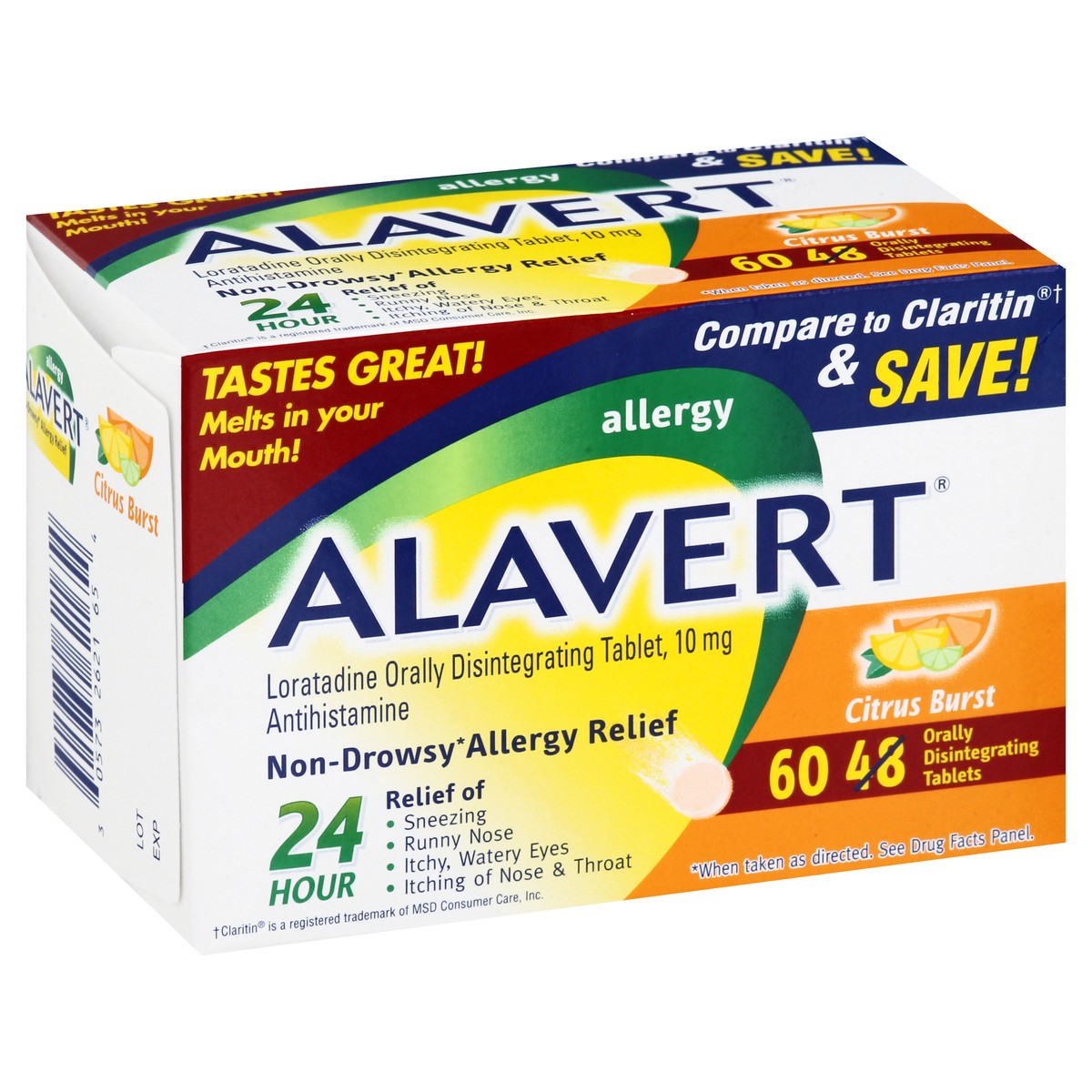 slide 7 of 12, Alavert Non-Drowsy Tablets Citrus Burst Allergy Relief 60 ea, 60 ct