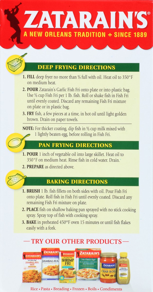slide 10 of 10, Zatarain's Garlic Fish Fri, 12 oz