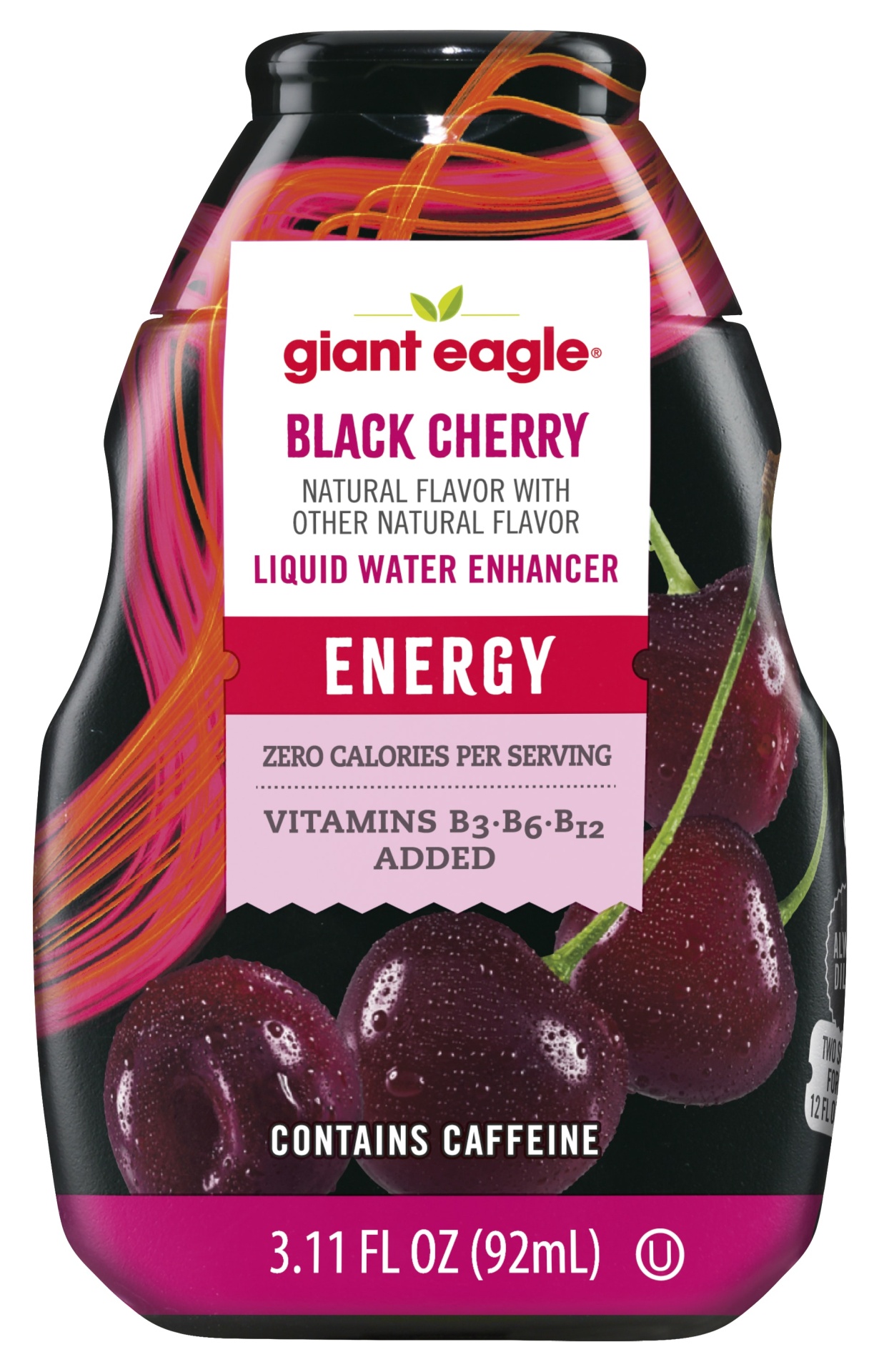 slide 1 of 1, GE Liquid Water Enhancer Black Cherry Energy, 3.11 oz