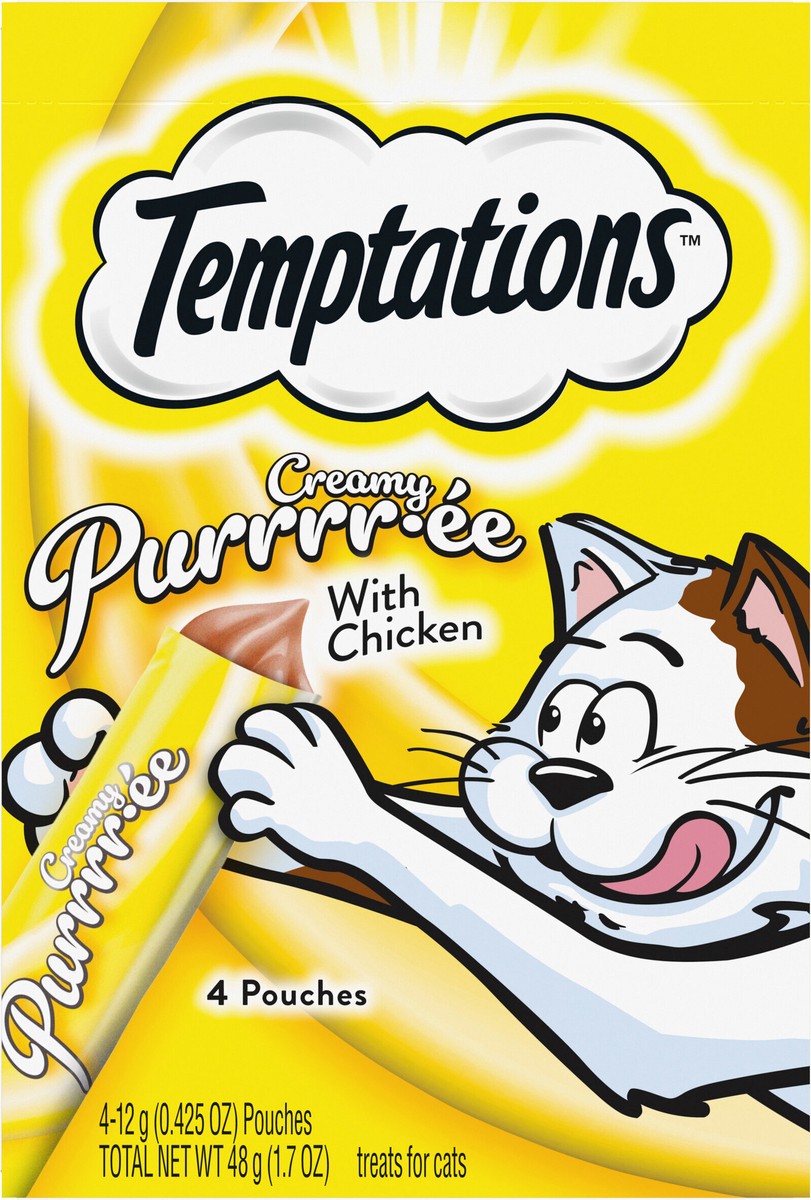 slide 8 of 12, Temptations Lickable Puree Tasty Chicken Flavor Treats for Cats 4 - 0.423 oz Pouches, 4 ct