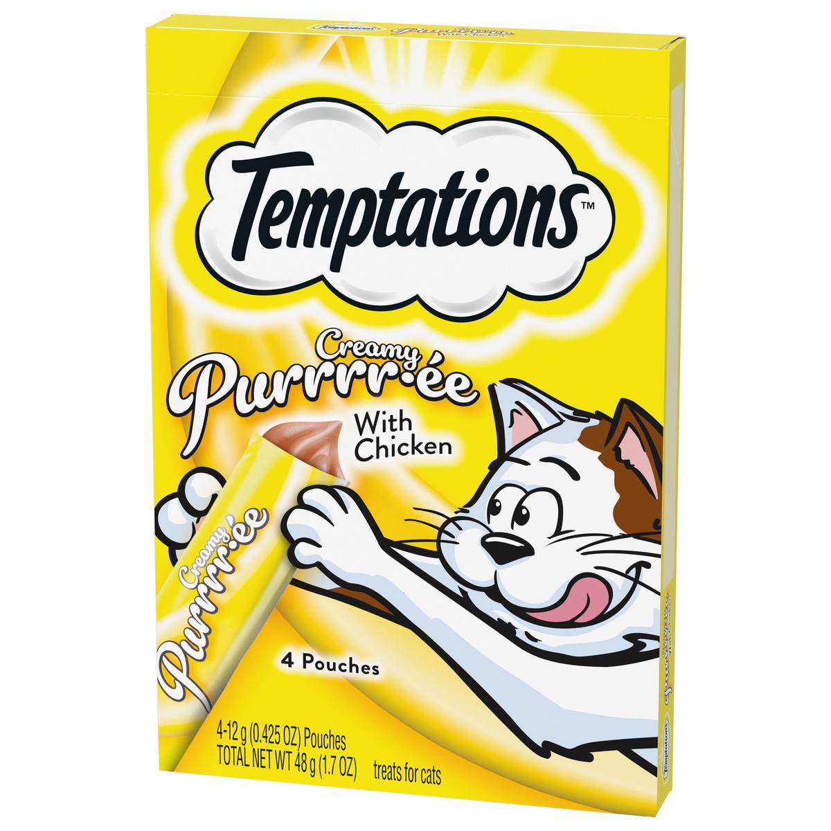 slide 2 of 12, Temptations Lickable Puree Tasty Chicken Flavor Treats for Cats 4 - 0.423 oz Pouches, 4 ct