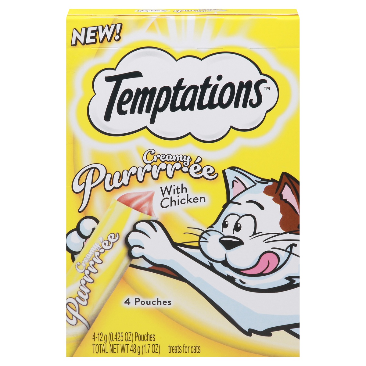 slide 1 of 1, Temptations Creamy Purree with Chicken Cat Treats, 4 ct