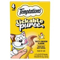 Temptations Lickable Puree Tasty Chicken Flavor Treats for Cats 4 - 0.423 oz Pouches