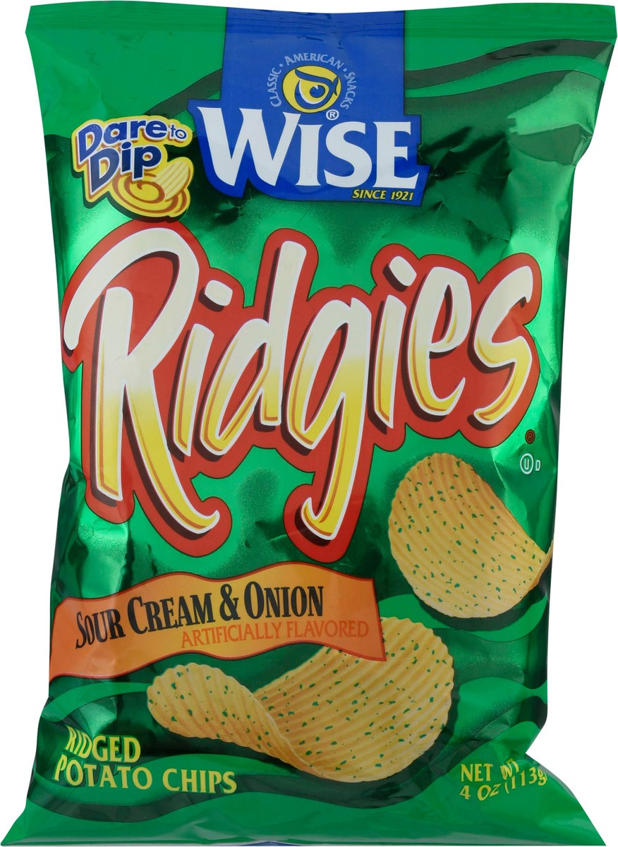 slide 14 of 14, Ridgies Ridged Sour Cream & Onion Potato Chips 4 oz, 4 oz