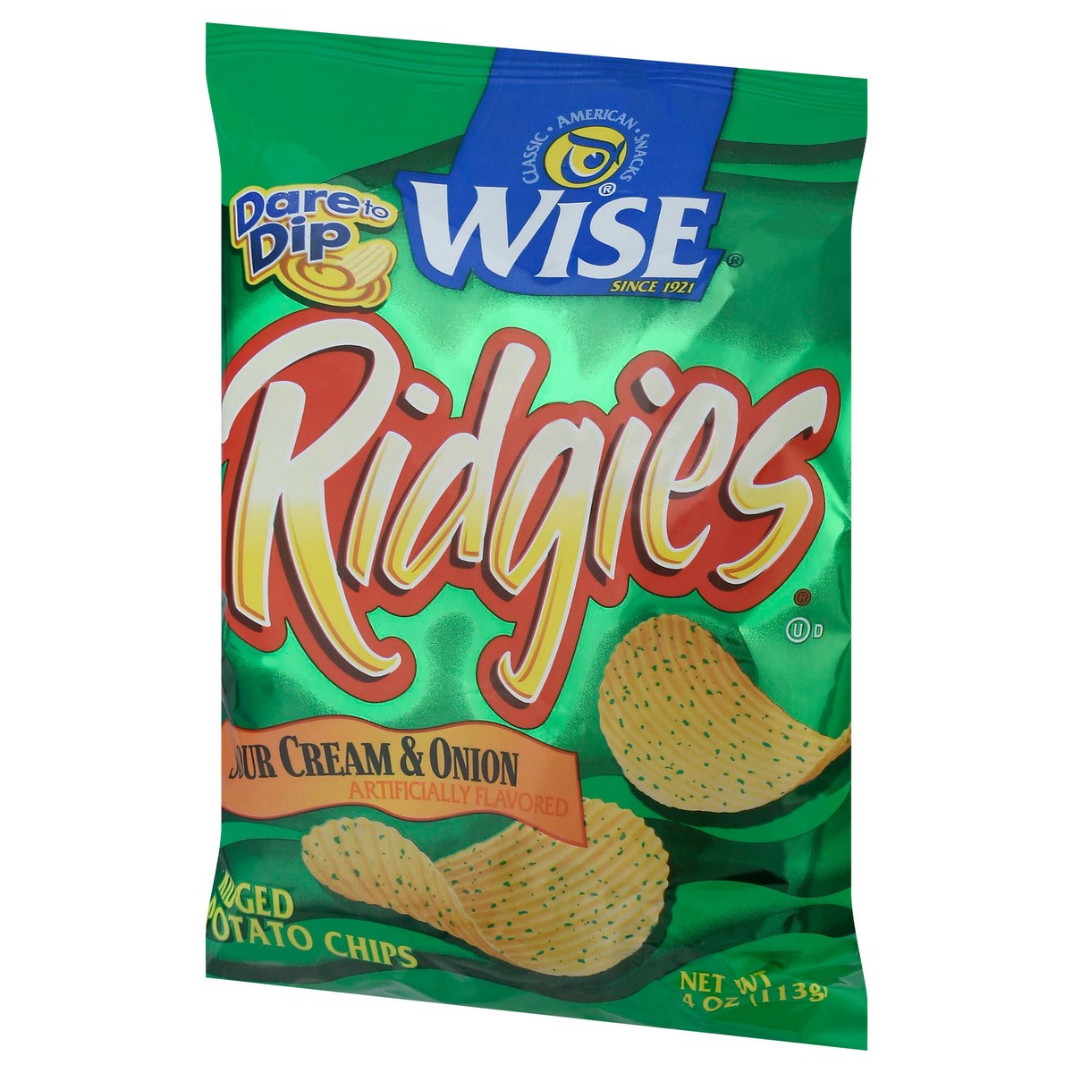 slide 13 of 14, Ridgies Ridged Sour Cream & Onion Potato Chips 4 oz, 4 oz