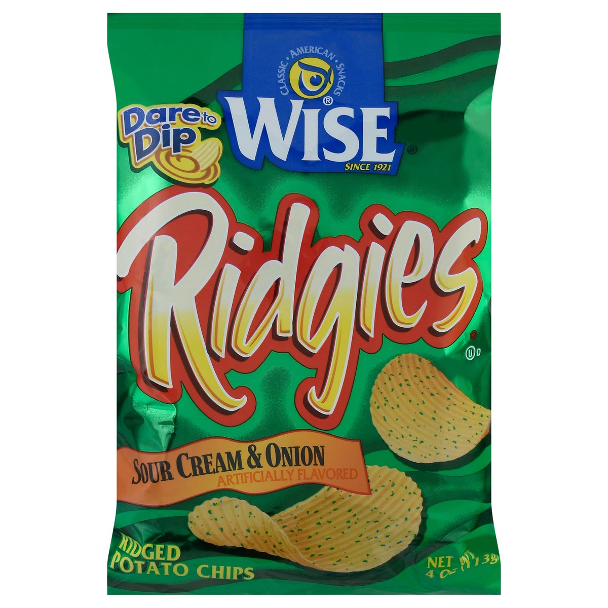 slide 10 of 14, Ridgies Ridged Sour Cream & Onion Potato Chips 4 oz, 4 oz