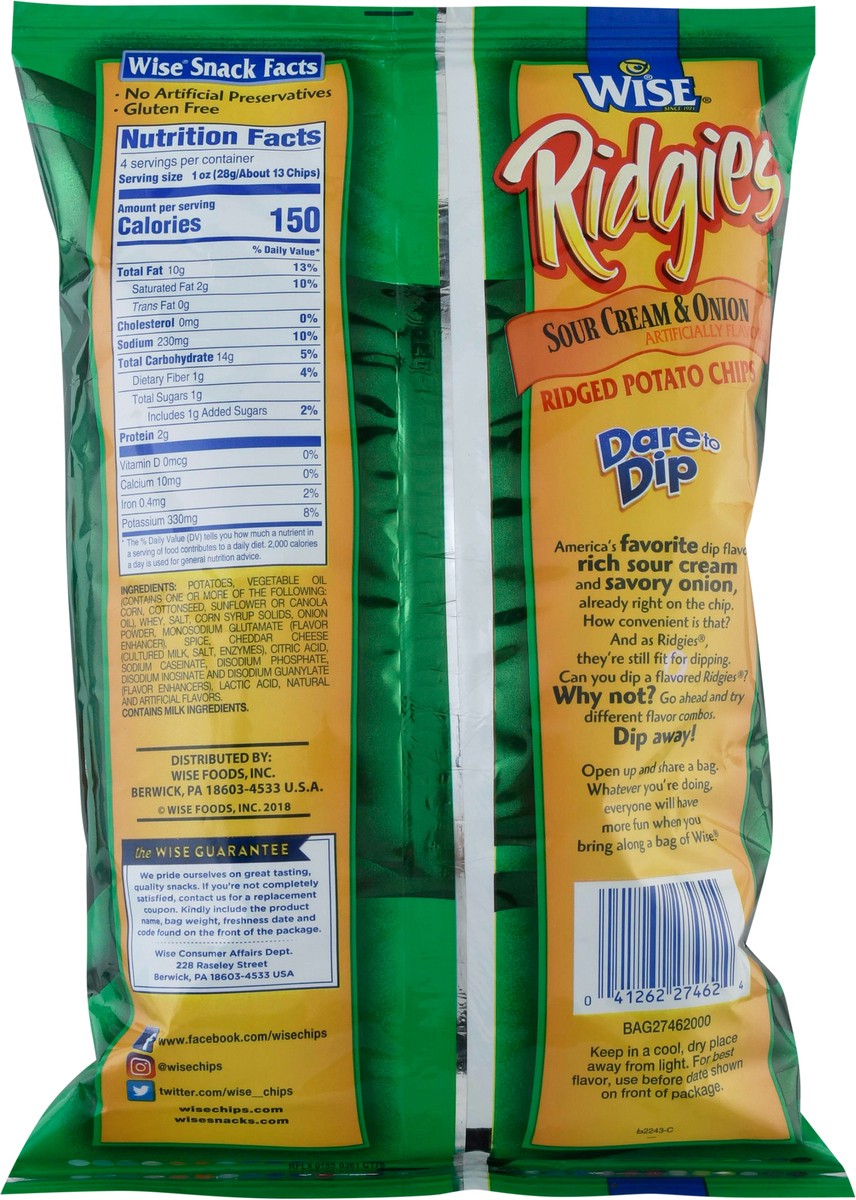 slide 12 of 14, Ridgies Ridged Sour Cream & Onion Potato Chips 4 oz, 4 oz