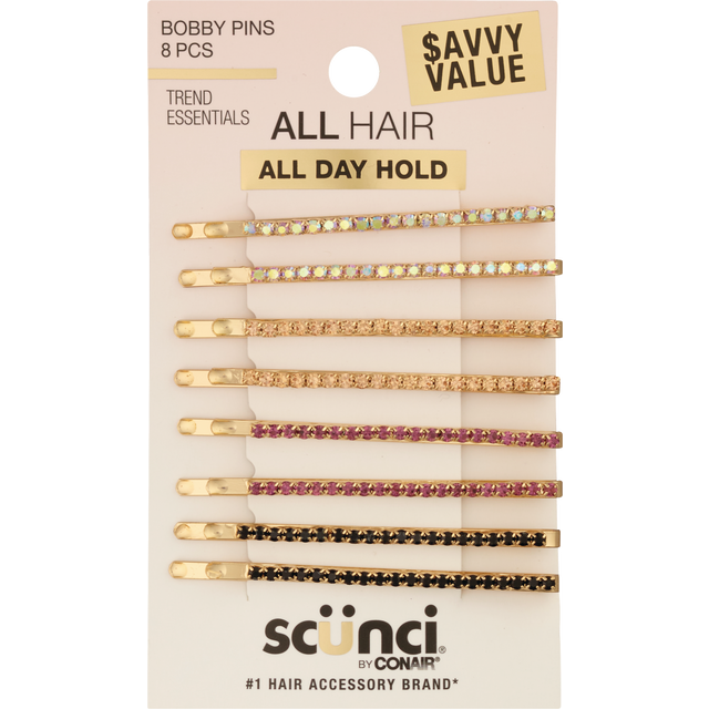 slide 1 of 1, scünci Bobby Pins 8 ea, 8 ct