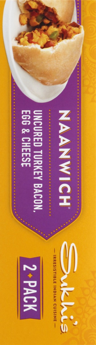slide 7 of 10, Sukhi's 2 Pack Uncured Turkey Bacon, Egg & Cheese Naanwich 2 ea, 2 ct