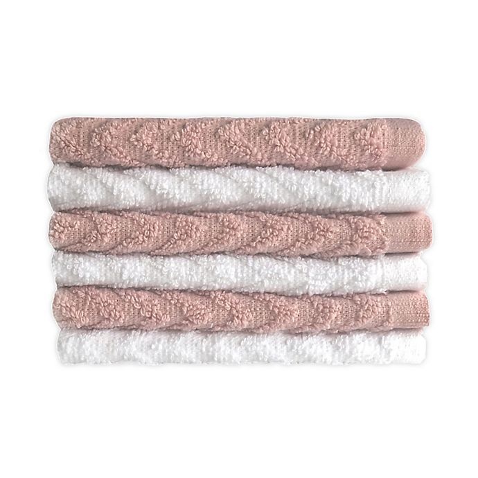 slide 1 of 1, SALT Washcloths - Pink/White, 6 ct