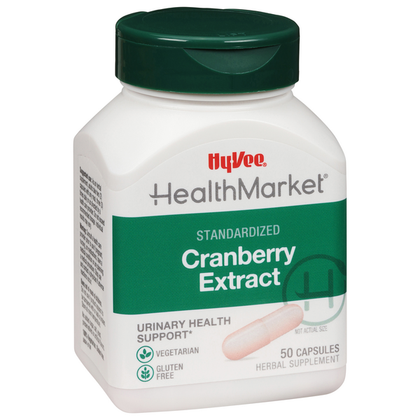 slide 1 of 1, Hy-Vee HealthMarket Cranberry Extract Vegetarian Capsules, 50 ct