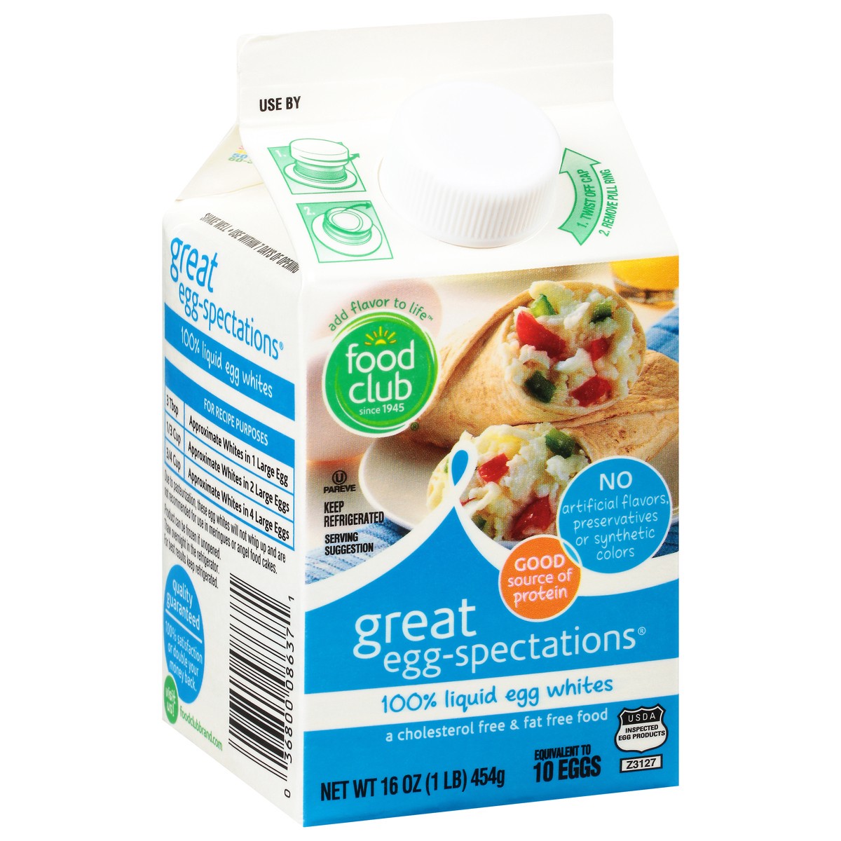 slide 6 of 12, Food Club Great Egg-Spectations 100% Liquid Egg Whites 16 oz, 16 oz