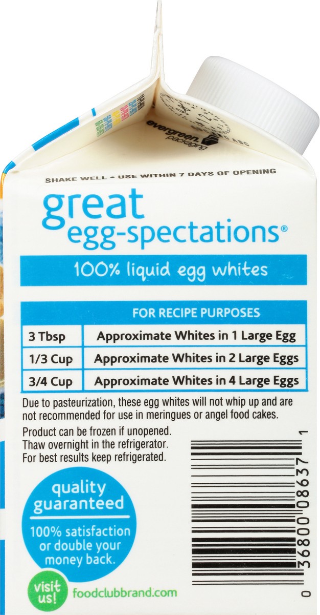 slide 9 of 12, Food Club Great Egg-Spectations 100% Liquid Egg Whites 16 oz, 16 oz