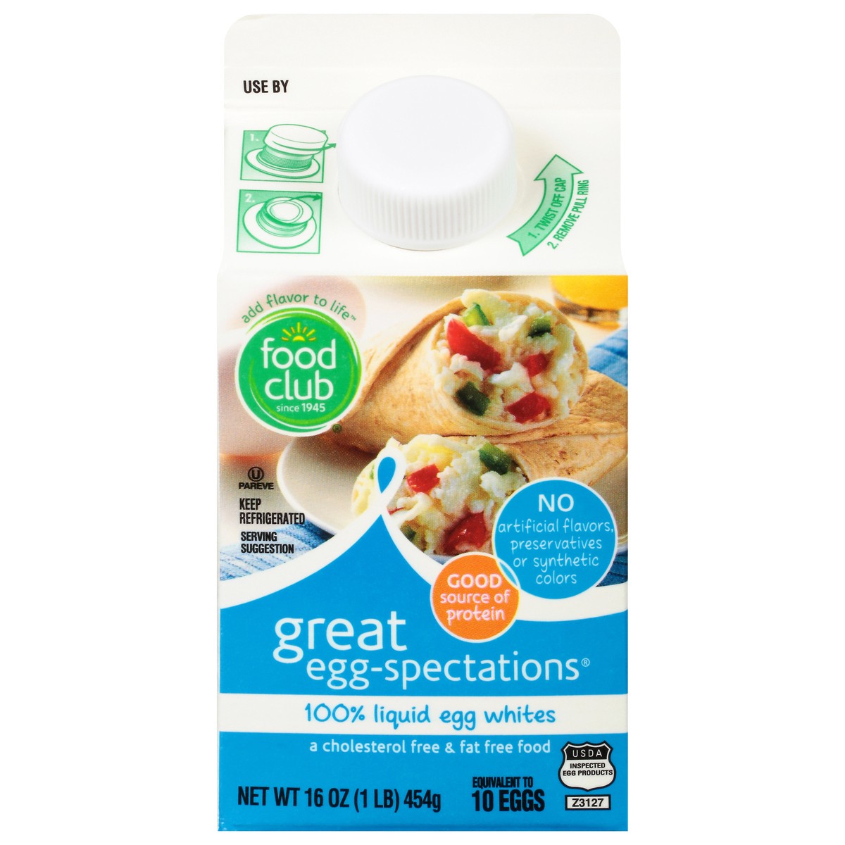 slide 1 of 12, Food Club Great Egg-Spectations 100% Liquid Egg Whites 16 oz, 16 oz