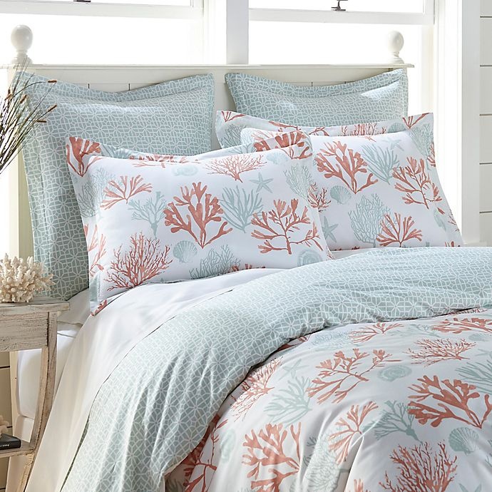 slide 2 of 2, Coastal Living Cape Town Reversible Full/Queen Duvet Cover Set - Coral/Blue, 3 ct