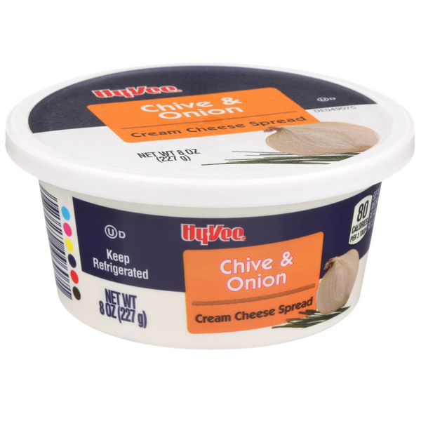 slide 1 of 1, Hy-vee Chive & Onion Cream Cheese Spread, 8 oz