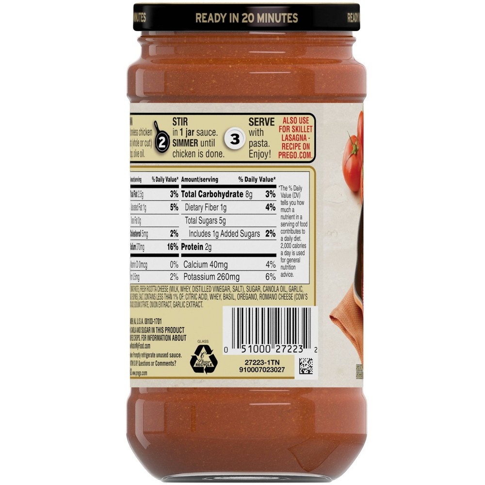 slide 5 of 7, Prego Tomato & Fresh Ricotta Cooking Sauce, 15.5 oz