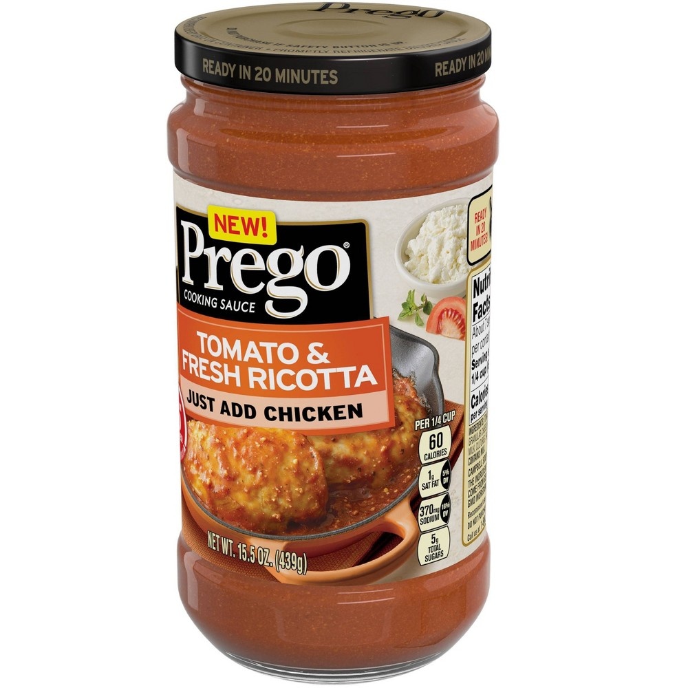 slide 7 of 7, Prego Tomato & Fresh Ricotta Cooking Sauce, 15.5 oz