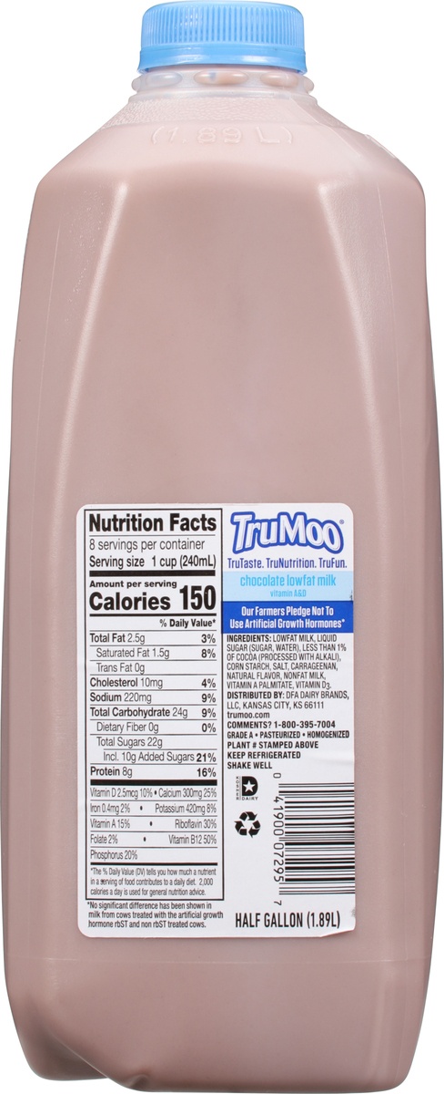 slide 10 of 11, TruMoo 1% Low Fat Chocolate Milk, 1/2 gal