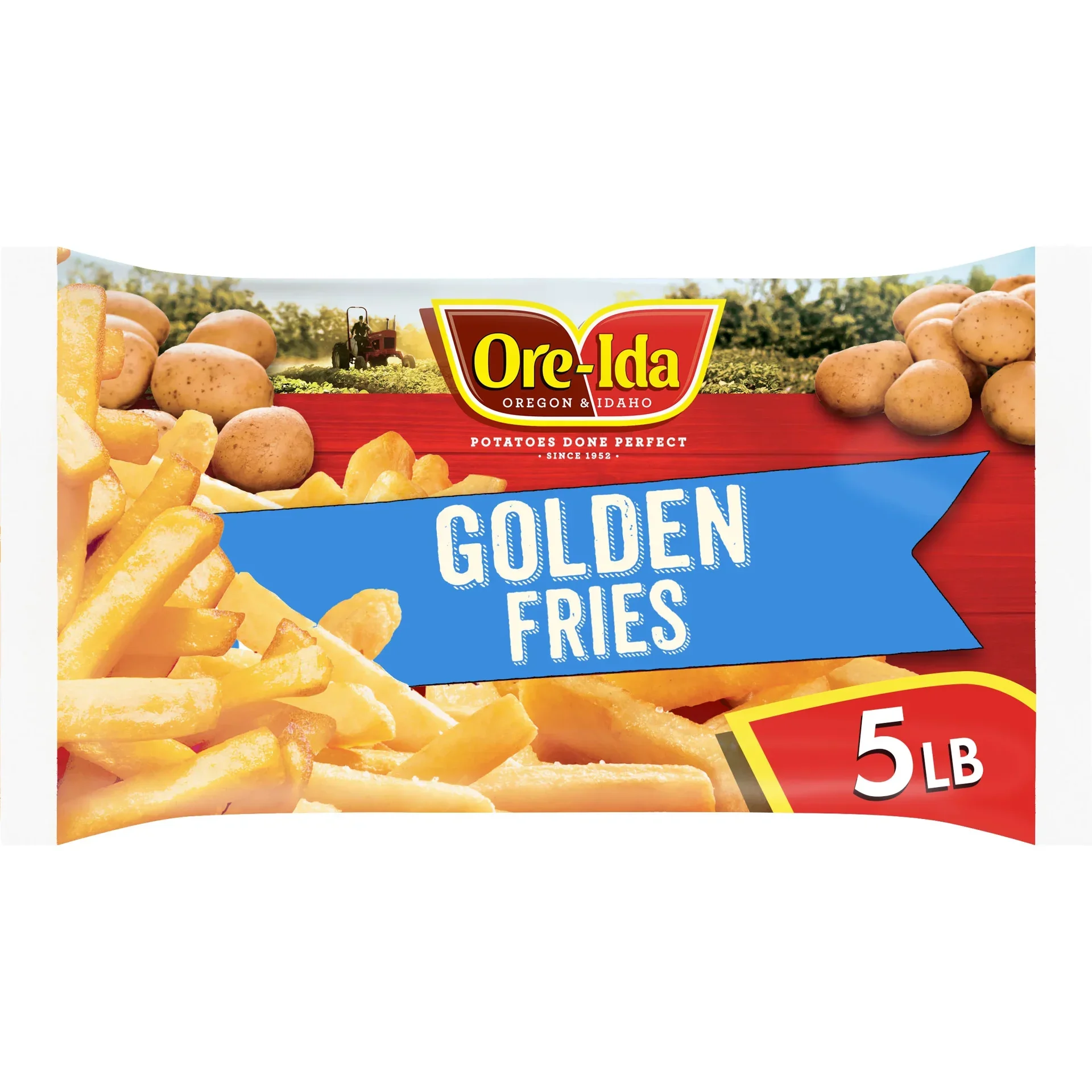 slide 1 of 5, Ore-Ida Crispy Straight-Cut Fries, French Fried Potatoes, Value Size, 5 lb Bag, 5 lb