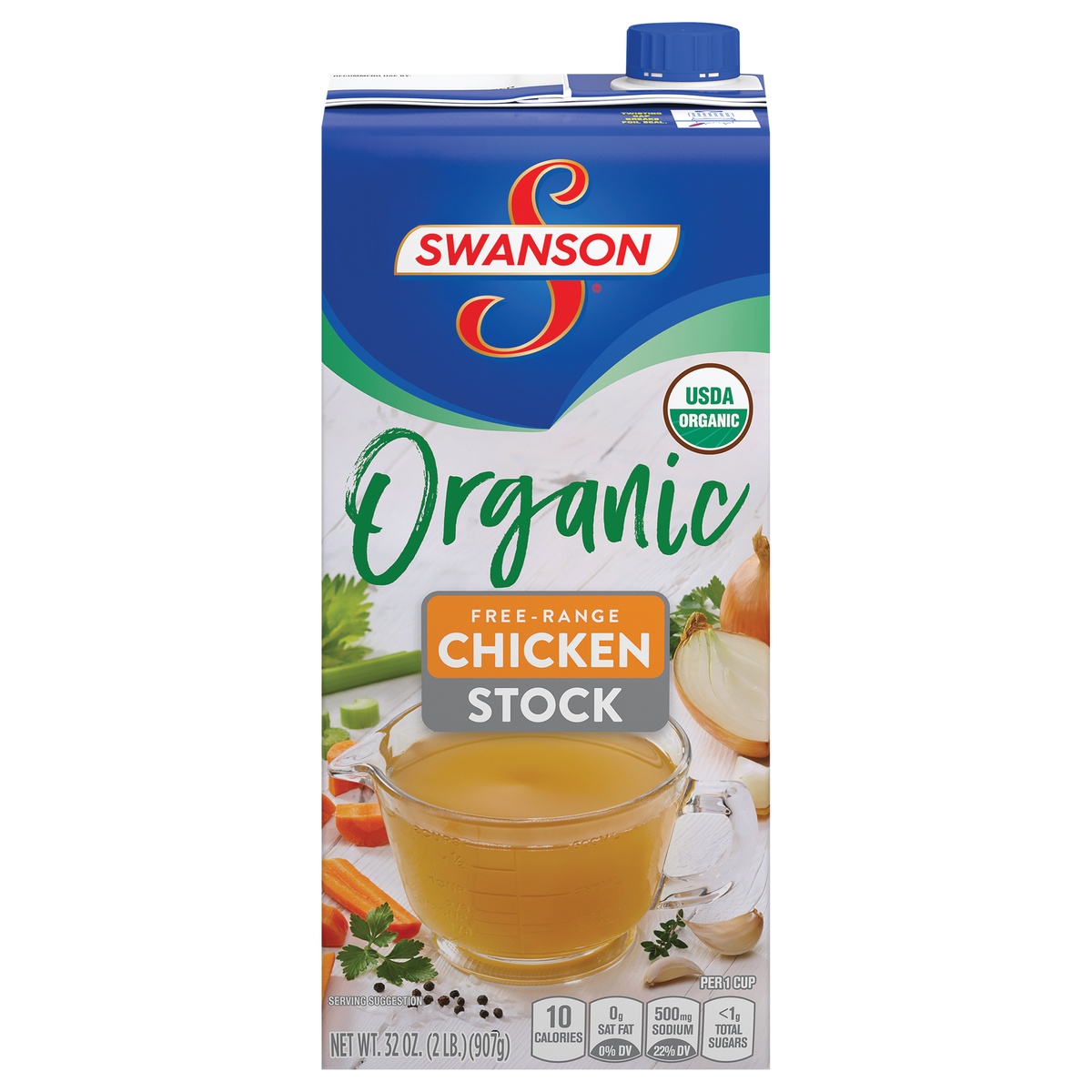 slide 1 of 3, Swanson Organic Free-Range Chicken Stock, 32 oz