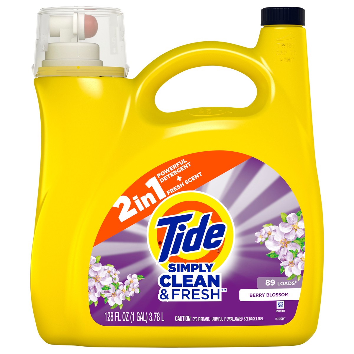 slide 1 of 6, Tide Simply Clean & Fresh Liquid Laundry Detergent, Berry Blossom, 89 loads 128 fl oz, 128 fl oz