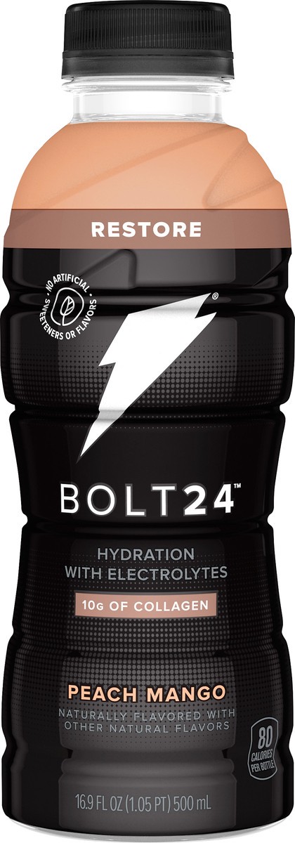 slide 3 of 3, Gatorade BOLT24 Collagen Peach Mango Hydration Drink - 16.9 fl oz Bottle, 16.9 fl oz