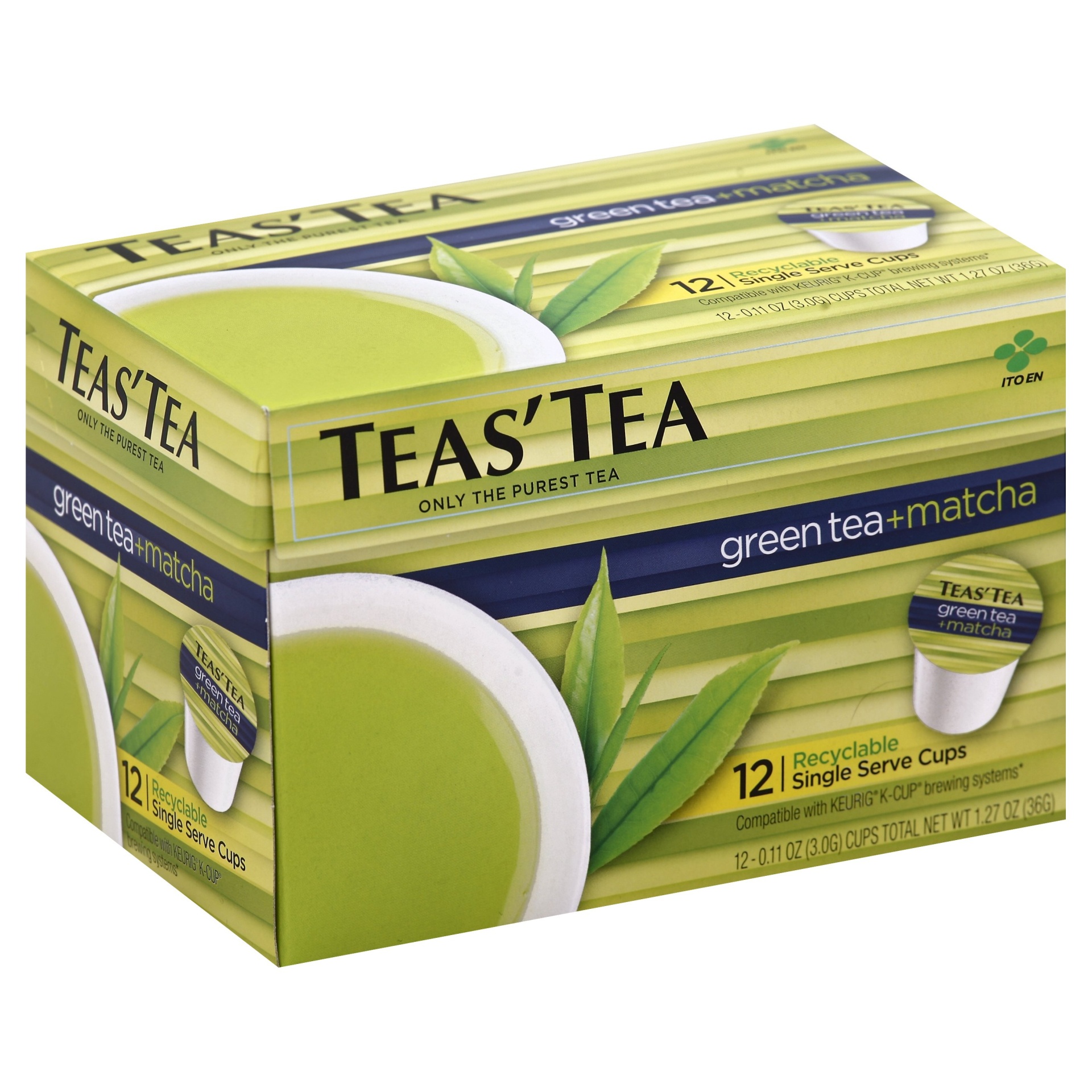 slide 1 of 1, Teas' Tea Green Tea & Matcha Single Serve Cups, 12 ct