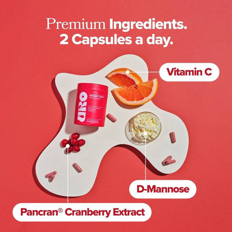 slide 5 of 5, O Positiv Health URO Urinary Tract Health Vitamin Capsules with Cranberry and D-Mannose, 60 Ct, 60 ct