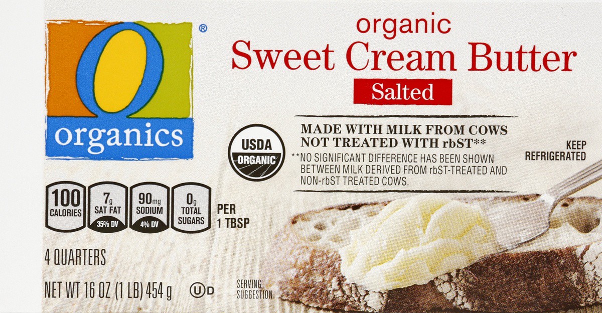 slide 4 of 4, O Organics Organic Butter Sweet Cream Salted, 1 ct