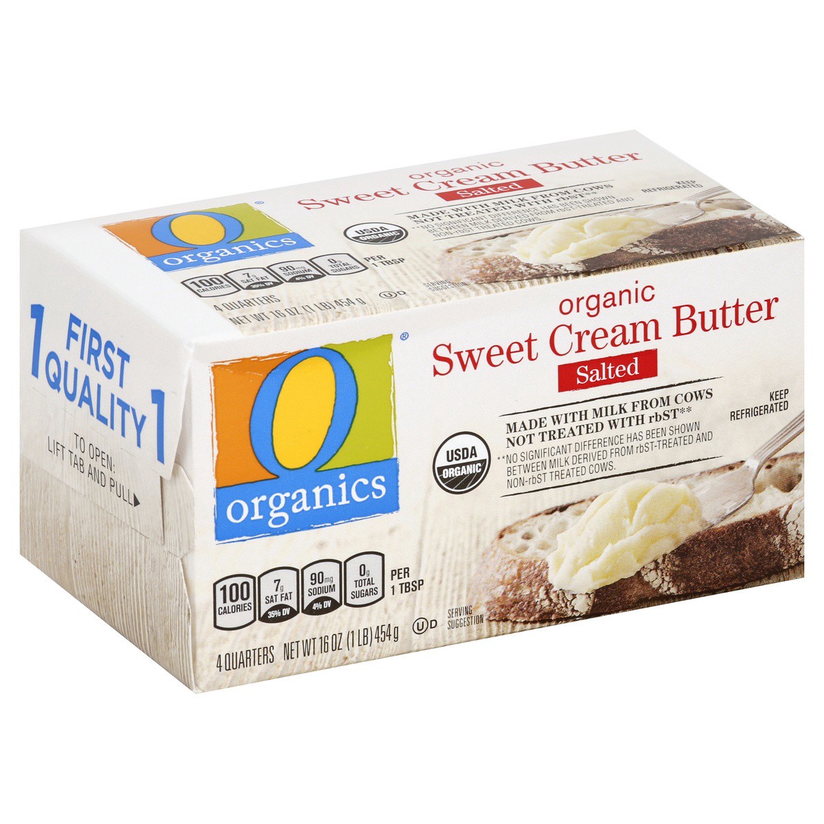 slide 1 of 4, O Organics Organic Butter Sweet Cream Salted, 1 ct