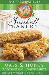 Sunbelt Bakery Oats & Honey Chewy Granola Bar - 10 ct