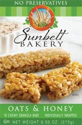 Sunbelt Bakery Oats & Honey Chewy Granola Bar - 10 ct