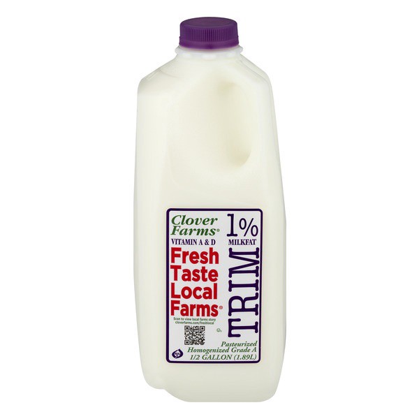 slide 1 of 1, Clover Farms 1% Trim Milk Plastic, 2 qt