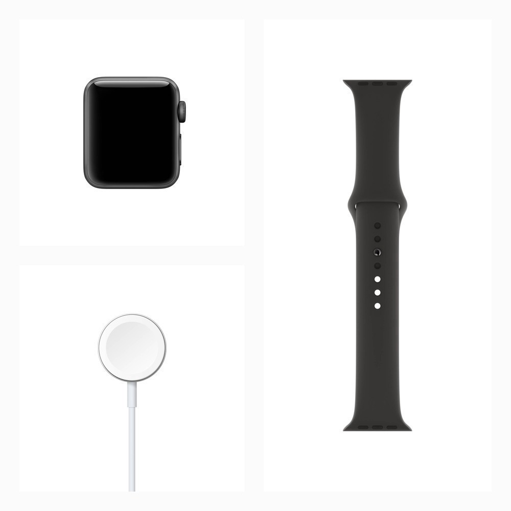 slide 2 of 6, Apple Watch Series 3 GPS 42mm Space Gray Aluminum Case with Sport Band - Black, 42 mm