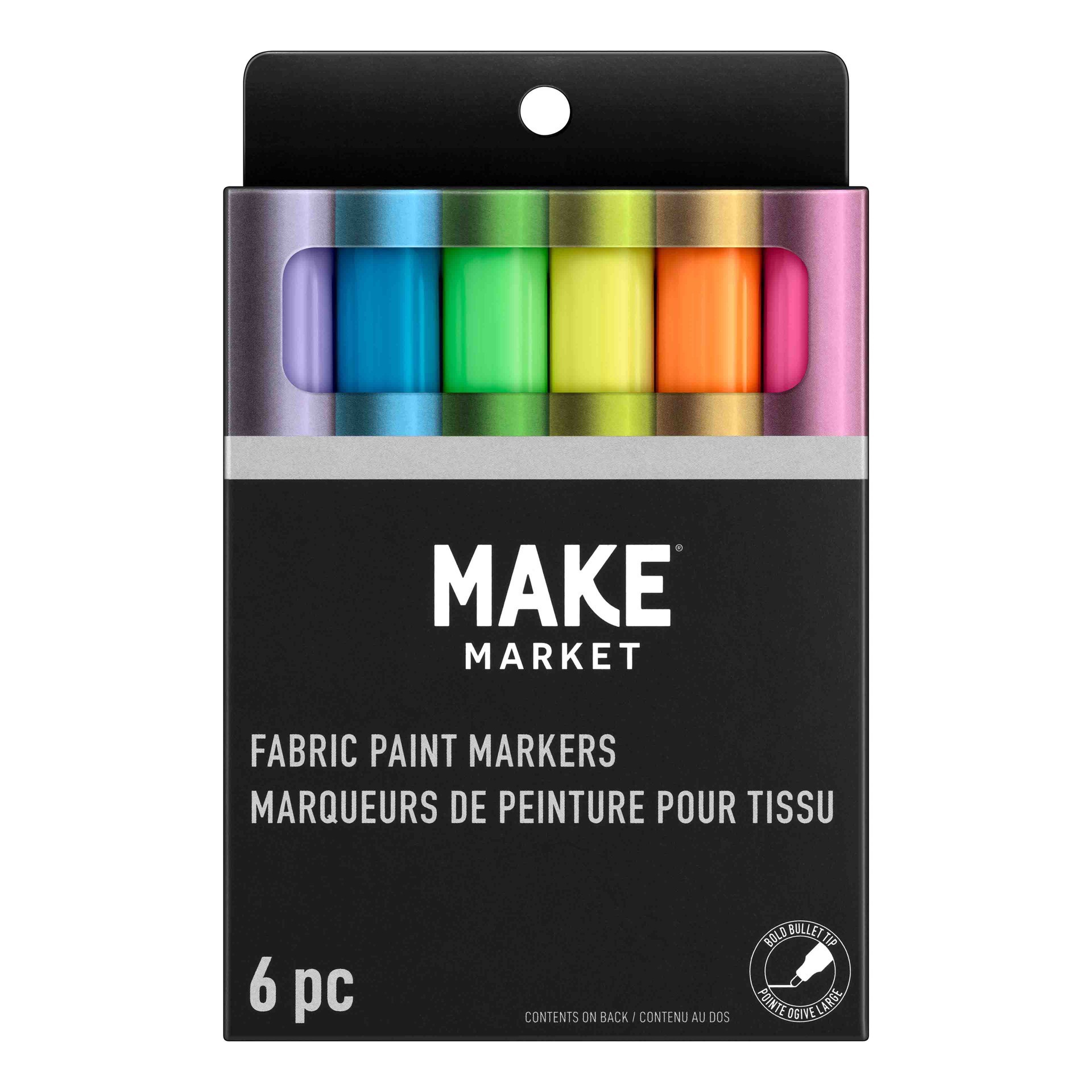 slide 3 of 4, Fluorescent Fabric Paint Marker Set By Make Market, 6 fabric markers