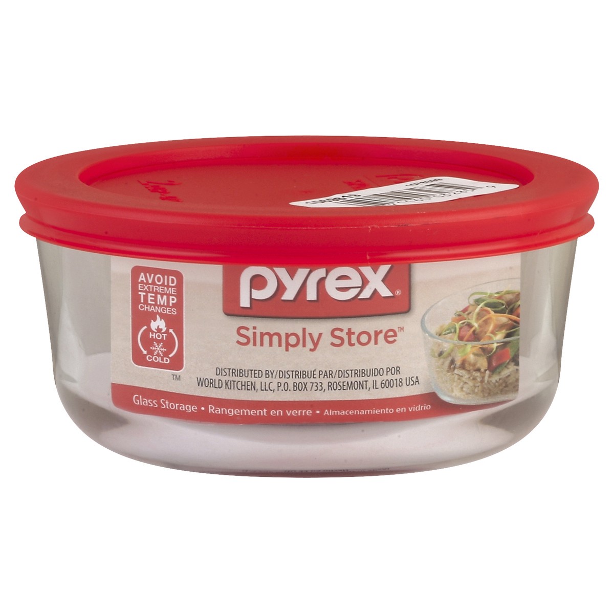 slide 2 of 4, Pyrex Round 2 Cup With Red Cover, 1 ct