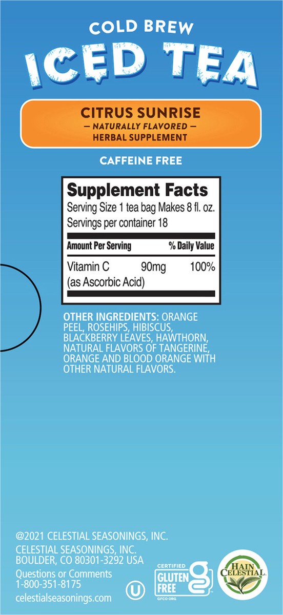 slide 3 of 11, Celestial Seasonings Citrus Cold Brew Iced Tea Herbal - 18 ct, 18 ct