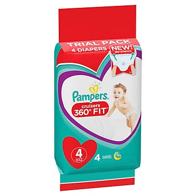 slide 1 of 1, Pampers Cruisers 360 Fit Diapers Trial Pack Size 4, 4 ct