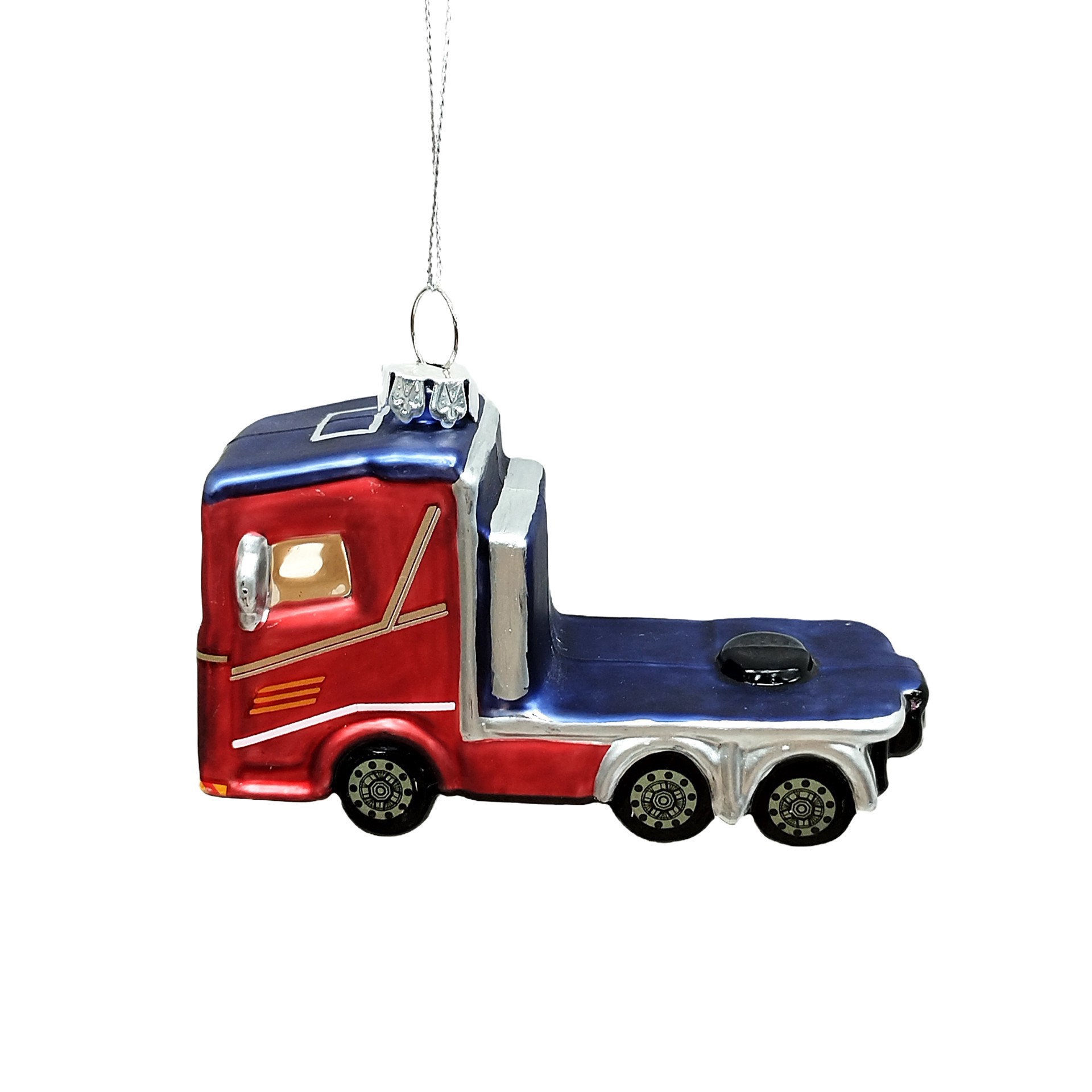 slide 2 of 2, 4" Red Semi Truck Glass Ornament By Ashland, 4 in