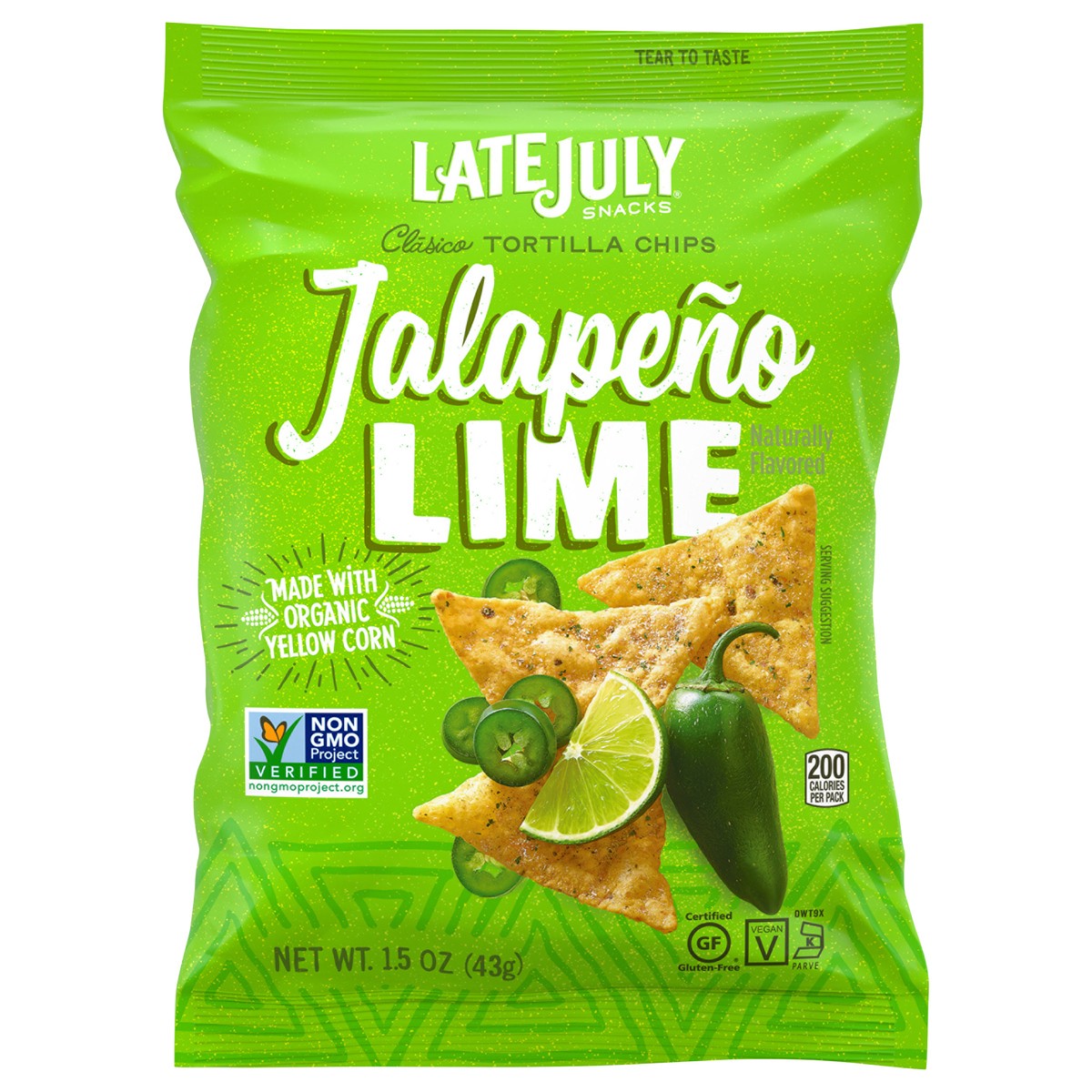 slide 1 of 5, Late July Clasico Jalapeno Lime Tortilla Chips 1.5 oz, 1.5 oz