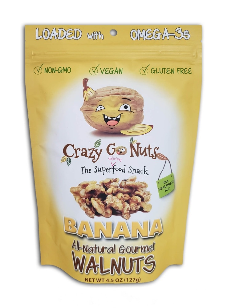 slide 1 of 1, Crazy Go Nuts Banana Flavored All-Natural Gourmet Walnuts, 4.5 oz