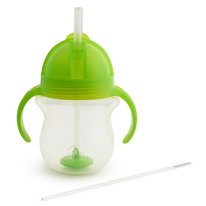 slide 1 of 8, Munchkin Click-Lock Weighted Flexi-Straw Cup - Green, 7 oz