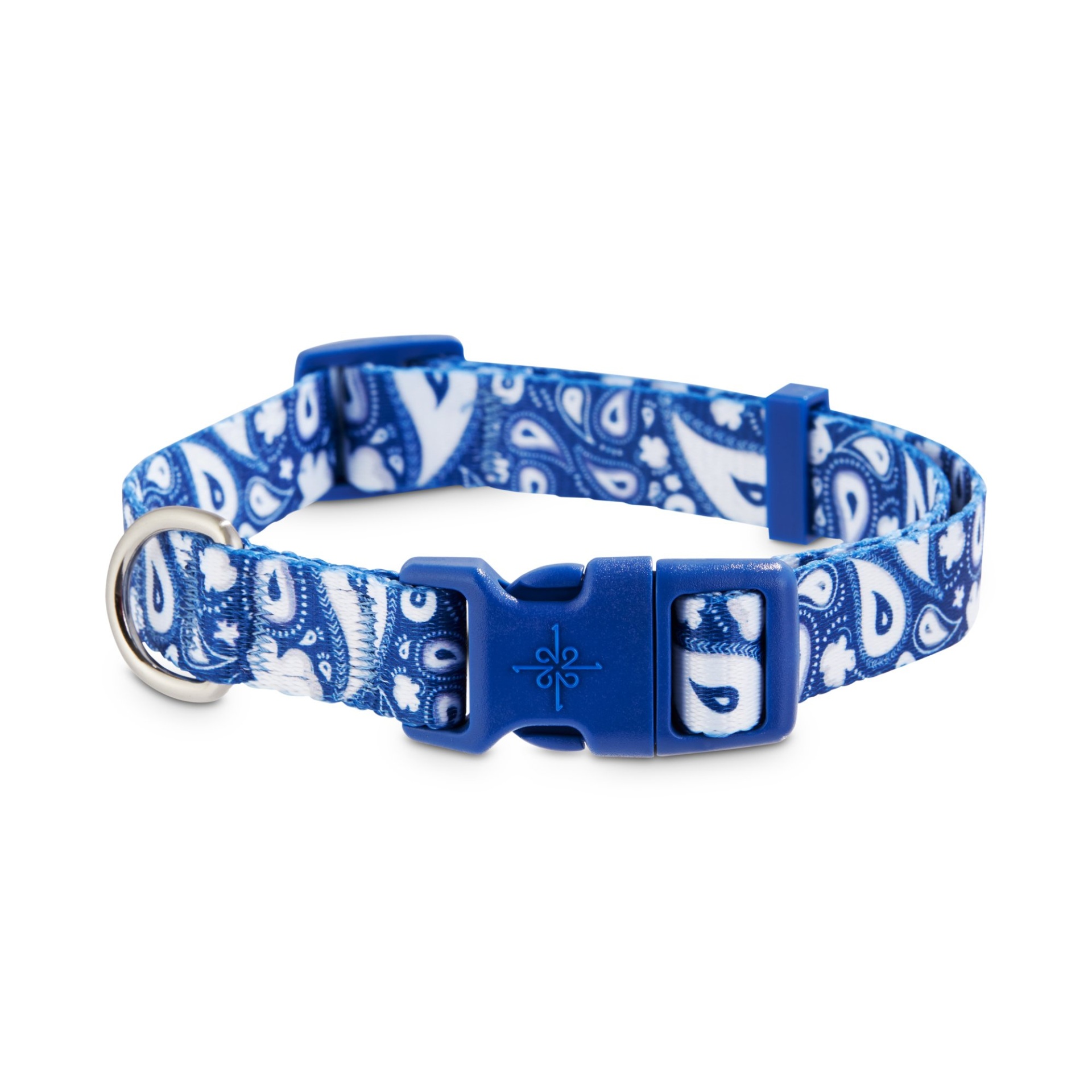 slide 1 of 1, Good2Go Blue Paisley Dog Collar, MED