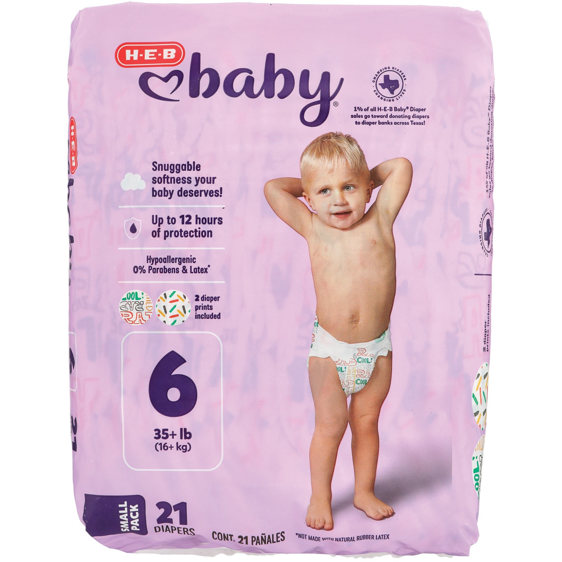 slide 1 of 1, H-E-B Baby Small Pack Diapers - Size 6, 21 ct