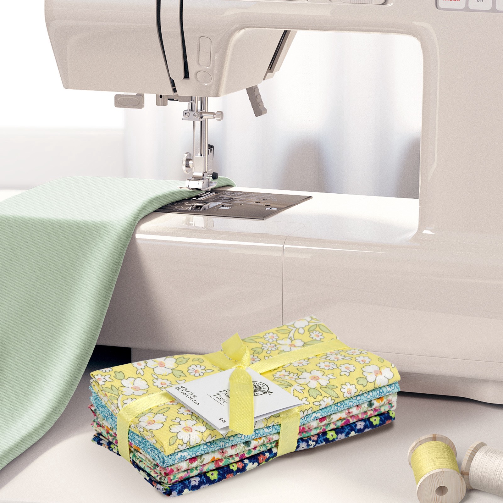 slide 4 of 8, Floral Printed Fabric Bundle By Loops & Threads, 18 in x 21 in